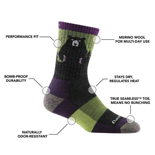 Women's Bear Town Micro Crew Lightweight Hiking Sock by Darn Tough - Image 6